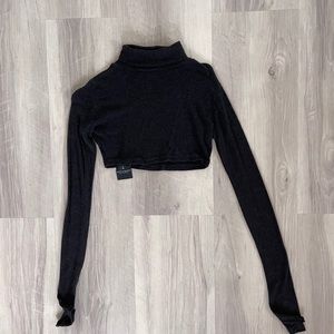 Brandy Melville black turtleneck crop top long sleeve